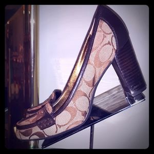 Coach Brown & Black Paulina w/ Chunky Heel